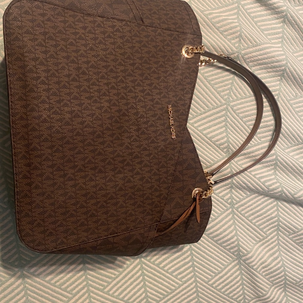 Michael Kors Dark Brown Handbag with Gold Details